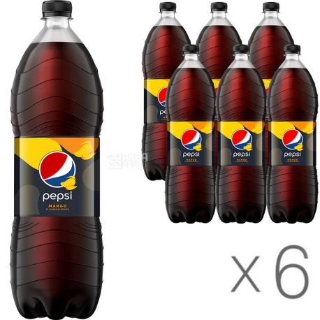 Pepsi-Cola, упаковка 6 шт. по 2 л, Вода солодка, Манго, сильногазована