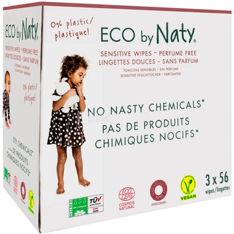 Eco by Naty, 3х56 шт., Салфетки влажные, детские, органические, без запаха