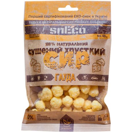 SnEco, 40 г, Сыр сушеный, Гауда, хрустящие шарики