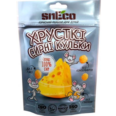 SnEco, 28 г, Сыр сушеный, Для детей, хрустящие шарики