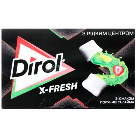 Dirol X-Fresh, 18 г, Дирол, Жувальна гумка Полуниця і Лайм