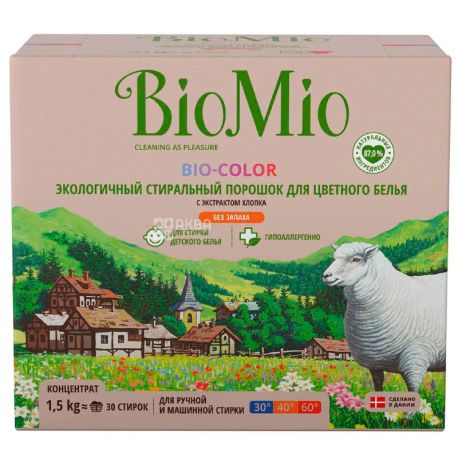 BioMio, Bio-Color, 1,5 кг, Стиральный порошок экологичный, для цветного белья