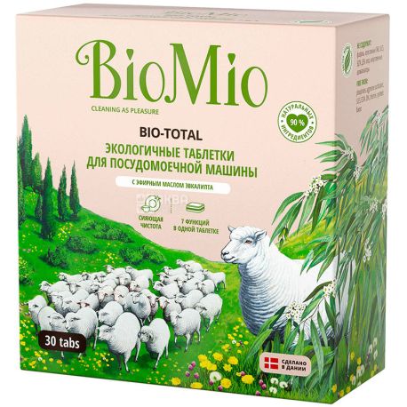 BioMio, 30 PCs., Eco-friendly tablets for dishwashers Eucalyptus 7in1