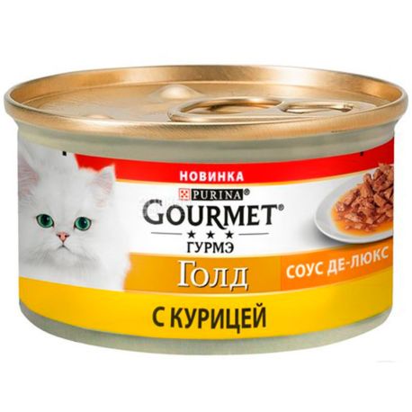 Gourmet Gold, 85 g, Adult Cat Food De Luxe Sauce, with Chicken