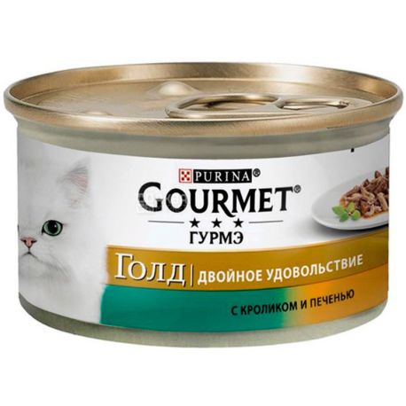 Gourmet Gold Duo, 85 г, Корм для взрослых кошек, С кроликом и печенью