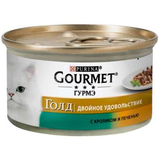 Gourmet Gold Duo, 85 г, Корм для дорослих кішок, З кроликом і печінкою
