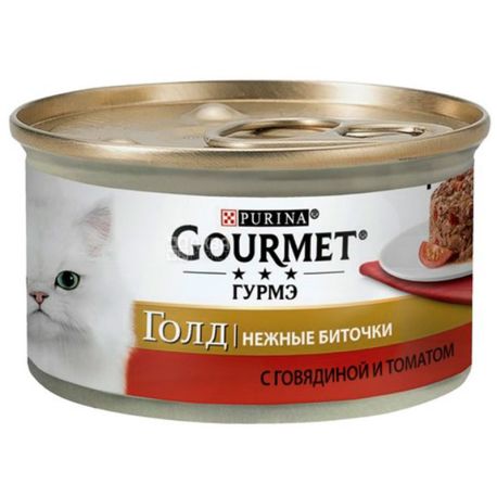 Gourmet Gold, 85 г, Корм для взрослых кошек, Нежные биточки с телятиной и томатом