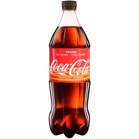 Coca-Cola Orange, 1 л, Кока-Кола Оранж, Вода солодка низькокалорійна, ПЕТ