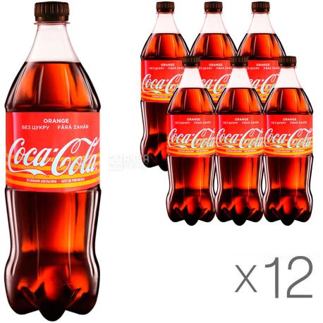 Coca-Cola Orange, Упаковка 12 шт., 1 л, Кока-Кола Оранж, Вода солодка, ПЕТ