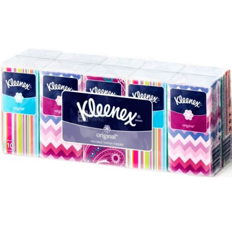 Kleenex Original, 10 х 10 шт, Платочки бумажные, 2-х слойные