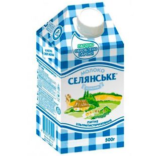 Селянське, 500 г, Молоко, Ультрапастеризованное, 2,5%