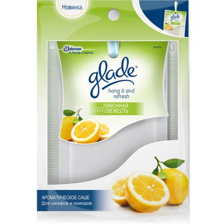 Glade Hang It and Refresh, Лимонная свежесть, 8 г, Ароматическое саше