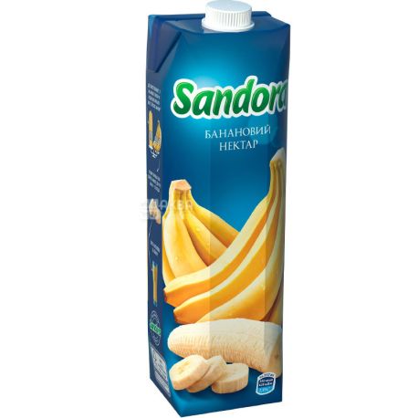 Sandora, Банановий, 0,95 л, Сандора, Нектар натуральний з м'якоттю