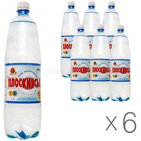 Плосківська, 1,5 л, Упаковка 6 шт., Вода мінеральна сильногазована, ПЕТ