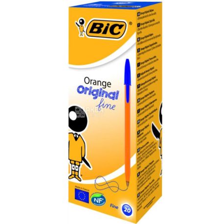 BIC, Orange, 20 шт., Набір ручок кулькових, сині, 0.36 мм