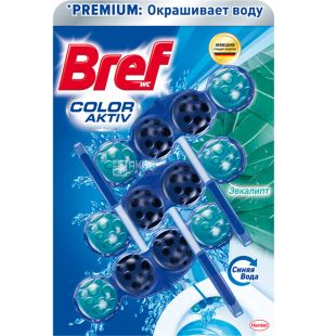 Bref Color Aktiv, 3 шт., Блок для унитаза Бреф, Эвкалипт