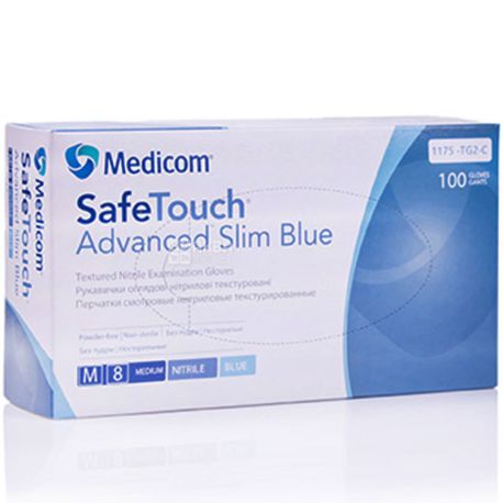 Medicom, 100 шт., Перчатки нитриловые, облегченные, голубые, размер М