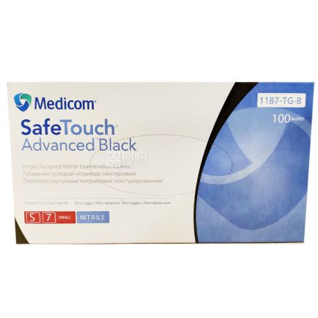 Medicom, 100 шт., Рукавички нітрилові, неприпудрені, чорні, розмір S
