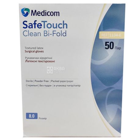 Medicom, 100 шт., Перчатки латексные, стерильные, без пудры, черные, размер М