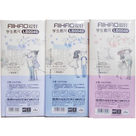 Aihao, Набір лінійок пластикових в конверті, 4 предмети