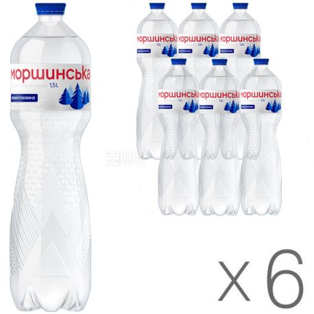 Моршинская, 1,5 л, Упаковка 6 шт., Вода минеральная сильногазированная, ПЭТ