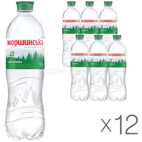Моршинська, 0,5 л, упаковка 12 шт., Вода мінеральна слабогазована, ПЕТ