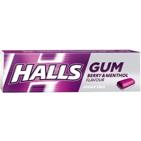Halls, 14 g, Menthol and Blackcurrant Chewing Gum, Sugar Free