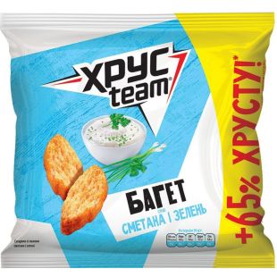 ХрусTeam, 100 г, Сухарики, Багет со вкусом сметаны и зелени