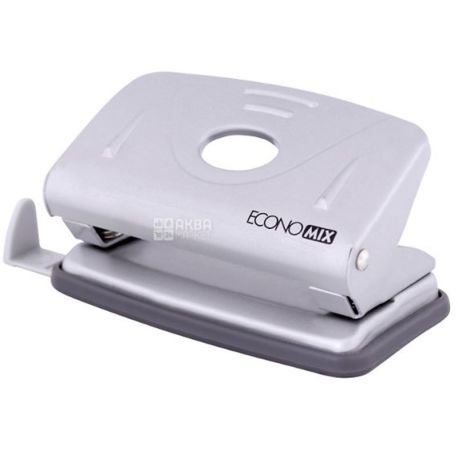 Economix, 10-sheet hole punch, metal, with ruler, grey
