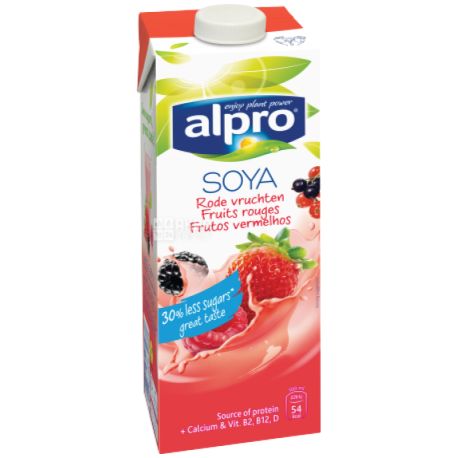 Alpro, Soya Fruit Rouges, 1 л, Алпро, Соевое молоко, Красные фрукты, с кальцием, витаминизированное