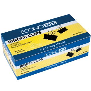 Economix, 12 шт, Биндеры № 19, черные