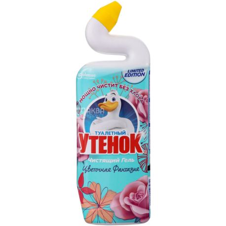 Туалетный утенок, Цветочная фантазия, 750 мл, Средство чистящее для туалета 5в1