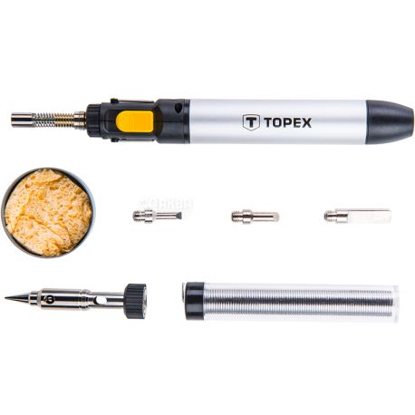 Topex, Микропаяльник с насадками, газовый, 12 мл