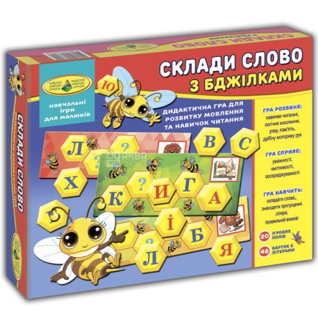  Kiev Toy Factory, Board Game, Compose a word with bees, for children from 3 years old
