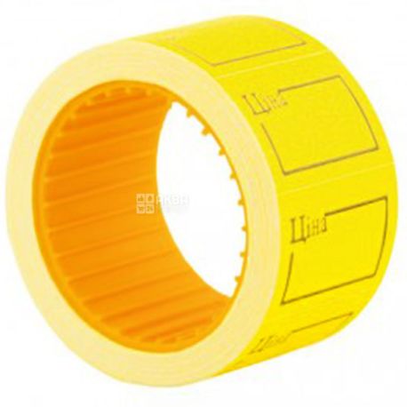 Economix, 200 шт., Цінник стрічковий Ціна, 30 х 20 мм, жовтий