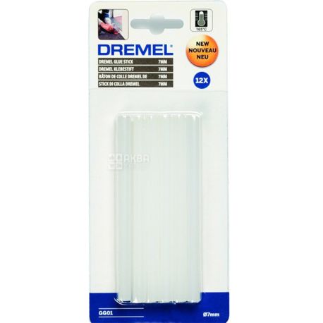 Dremel, Клеевые стержни высокотемпературные 7 мм, прозрачные, 12 шт.