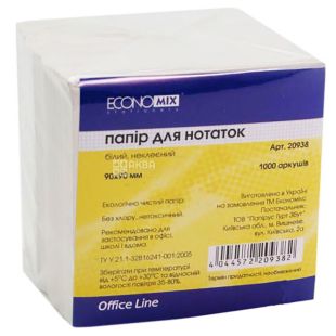Economix, 1000 шт., Экономикс, Бумага для записей, белая, не склеенная, 90х90 мм