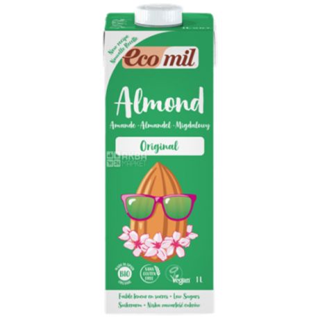 Ecomil, Almond Original, 1 л, Экомил, Растительный напиток, Миндаль с сиропом агавы, без сахара