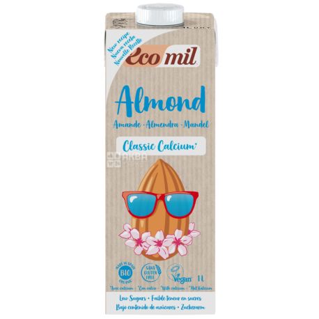 Ecomil, Classic Calcium, 1 L, Ekomil, Herbal Drink, Almonds with Calcium