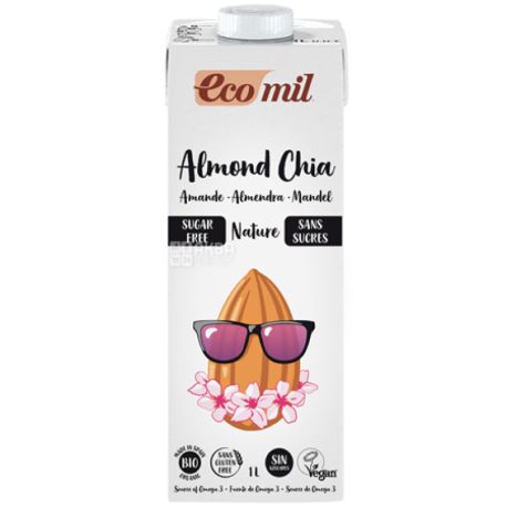 Ecomil, Nature, 1 L, Ekomil, Herbal Drink, Chia Almonds, Sugar Free