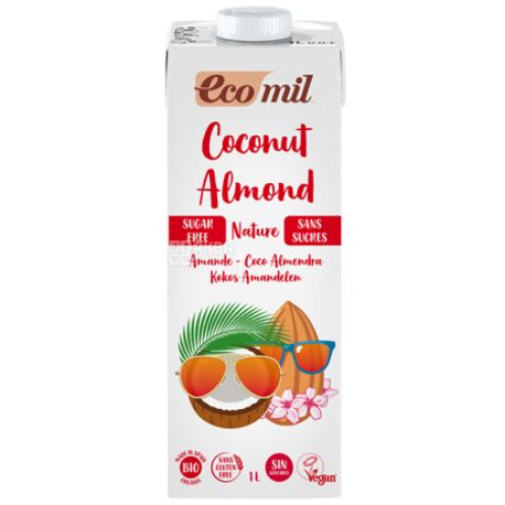 Ecomil, Coconut Almond, 1 L, Ekomil, Herbal Drink, Coconut Almond, Sugar Free
