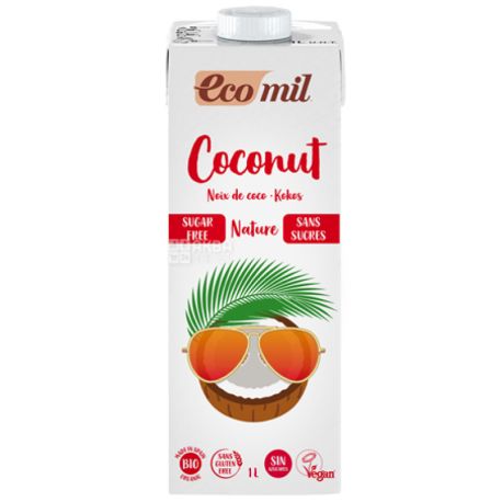 Ecomil, Coconut milk, 1 л, Экомил, Растительный напиток, Кокос, без сахара