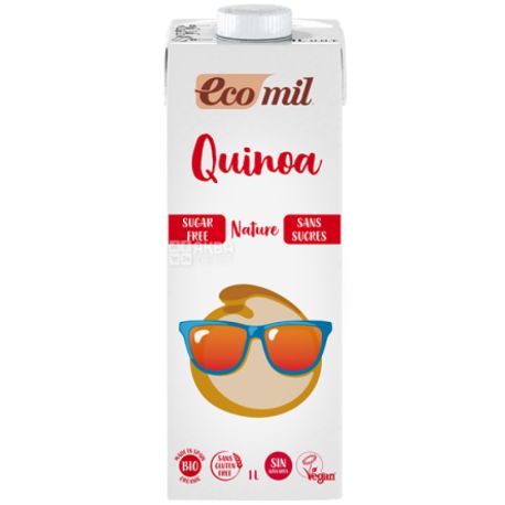 Ecomil, 1 liter, Quinoa Drink with agave syrup, Tetra Pak