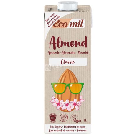 Ecomil, Almond Classic, 1 л, Экомил, Растительный напиток, Миндаль, без глютена