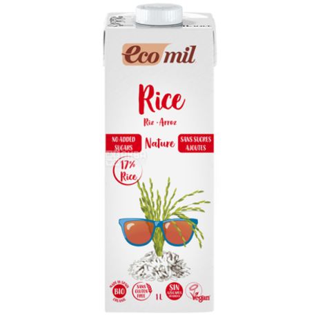 Ecomil, Rice, 1 л, Экомил, Растительный напиток, Рис без сахара