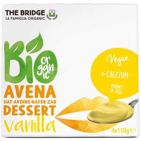The Bridge, Avena dessert Vanilla, 4 шт. по 110 г, Бридж, десерт овсяный с ванилью, органический