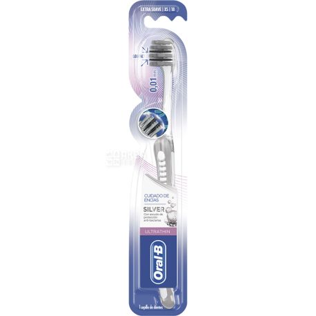 Oral-B Ultrathin, Manual Toothbrush, Gum Care, Silver, Extra Soft