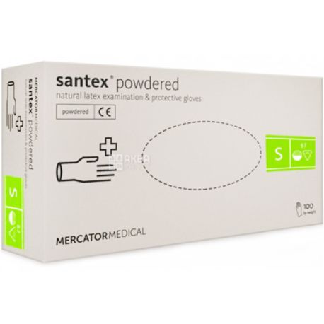 Mercator Medical, 100 шт., Рукавички латексні, нестерильні, припудрені, розмір S