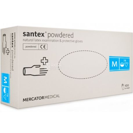 Mercator Medical, 100 шт., Рукавички нестерильні, латексні, припудрені, розмір M