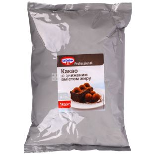 Dr.Oetker Professional, 1 кг, Др. Оеткер, Какао зі зниженим вмістом жиру